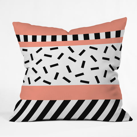 The Old Art Studio Memphis Geometric Peach Outdoor Throw Pillow