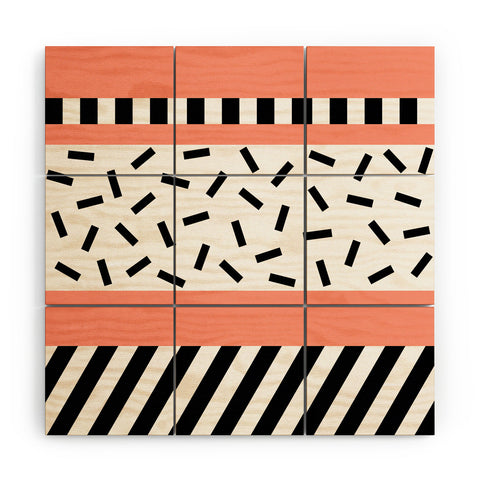 The Old Art Studio Memphis Geometric Peach Wood Wall Mural