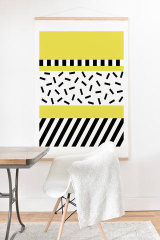The Old Art Studio Memphis Geometric Yellow Art Print And Hanger