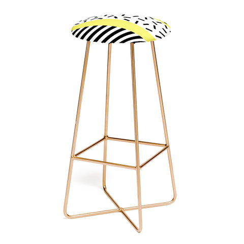 The Old Art Studio Memphis Geometric Yellow Bar Stool