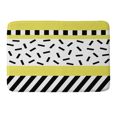 The Old Art Studio Memphis Geometric Yellow Memory Foam Bath Mat