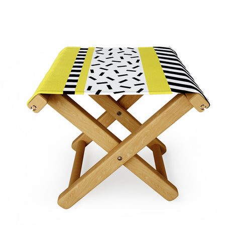 The Old Art Studio Memphis Geometric Yellow Folding Stool
