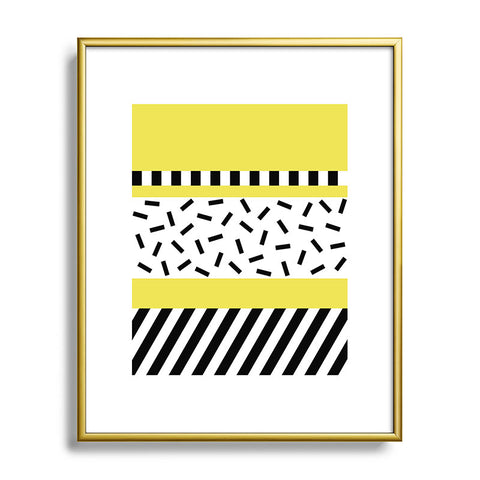 The Old Art Studio Memphis Geometric Yellow Metal Framed Art Print