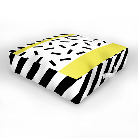 The Old Art Studio Memphis Geometric Yellow Outdoor Floor Cushion