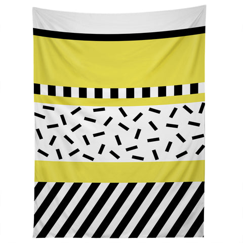 The Old Art Studio Memphis Geometric Yellow Tapestry