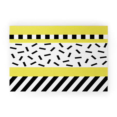 The Old Art Studio Memphis Geometric Yellow Welcome Mat