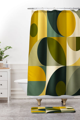 The Old Art Studio Mid Century 30A Shower Curtain And Mat