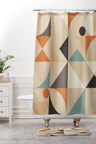 The Old Art Studio Mid Century 7B Shower Curtain And Mat