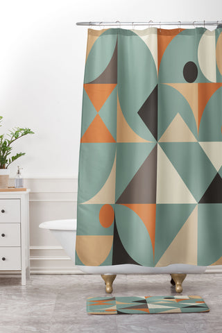 The Old Art Studio Mid Century 7C Shower Curtain And Mat