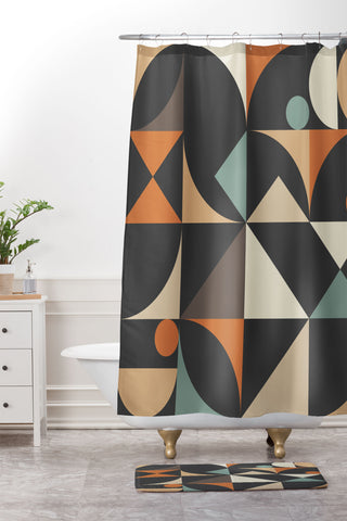 The Old Art Studio Mid Century 7E Shower Curtain And Mat