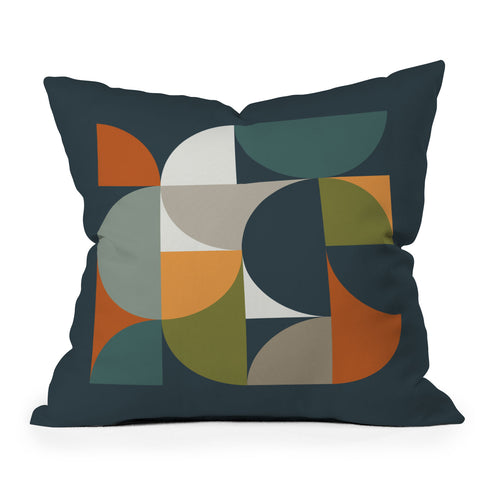 The Old Art Studio Mid Century Geometric 122 Throw Pillow