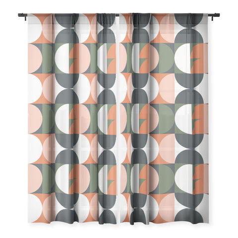 The Old Art Studio Mid Century Geometric 15 Sheer Window Curtain