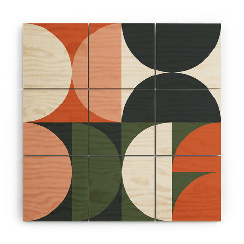 The Old Art Studio Mid Century Geometric 15 Wood Wall Mural