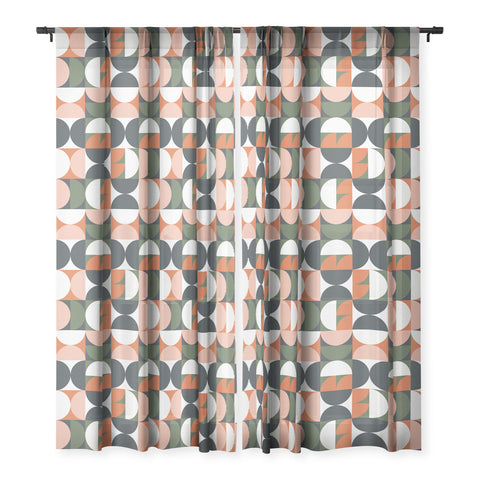 The Old Art Studio Mid Century Geometric 16 Sheer Window Curtain