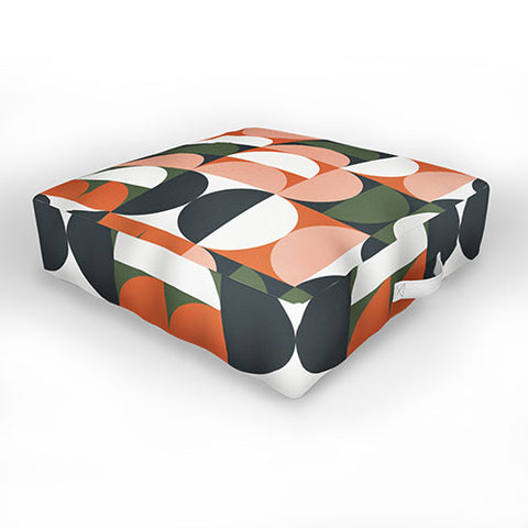 The Old Art Studio Mid Century Geometric 16 Outdoor Floor Cushion