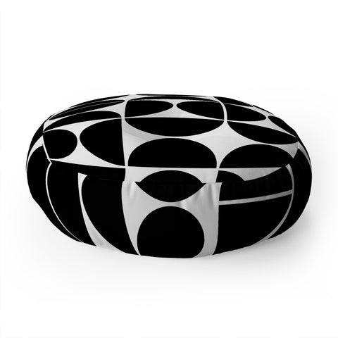 The Old Art Studio Mid Century Modern 04 Black Floor Pillow Round