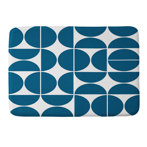 The Old Art Studio Mid Century Modern 04 Blue Memory Foam Bath Mat