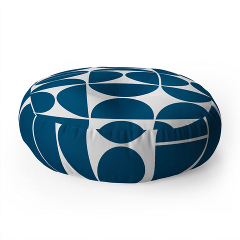 The Old Art Studio Mid Century Modern 04 Blue Floor Pillow Round