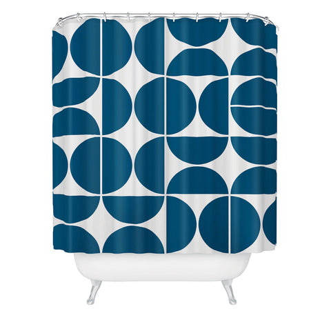 The Old Art Studio Mid Century Modern 04 Blue Shower Curtain
