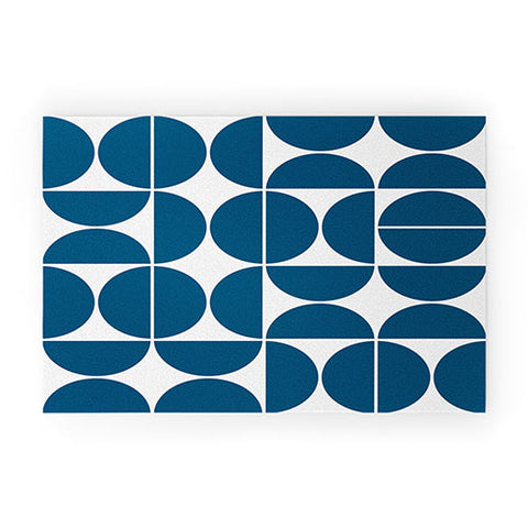 The Old Art Studio Mid Century Modern 04 Blue Welcome Mat