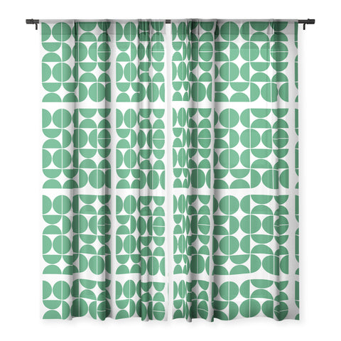 The Old Art Studio Mid Century Modern 04 Green Sheer Window Curtain
