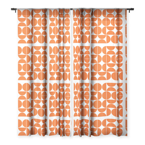 The Old Art Studio Mid Century Modern 04 Orange Sheer Window Curtain