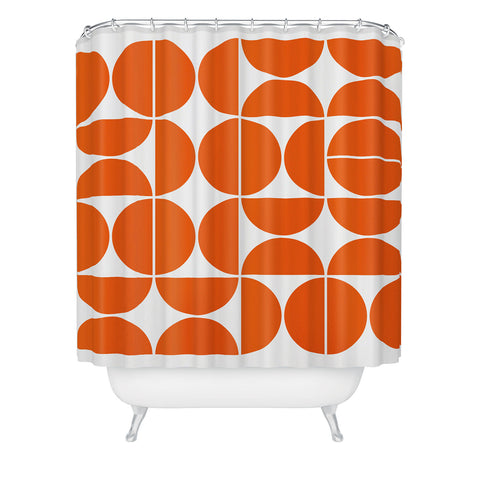 The Old Art Studio Mid Century Modern 04 Orange Shower Curtain