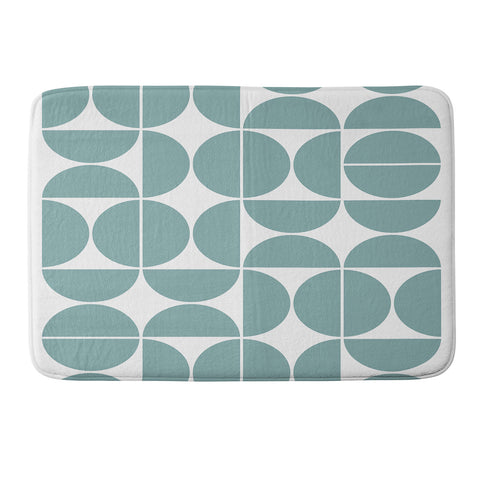 The Old Art Studio Mid Century Modern Geometric 04 Glass Blue Memory Foam Bath Mat