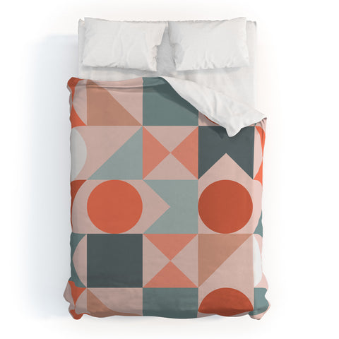 The Old Art Studio Mid Century Modern Geometric 06 Duvet Cover