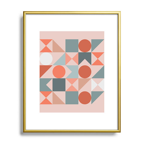 The Old Art Studio Mid Century Modern Geometric 06 Metal Framed Art Print
