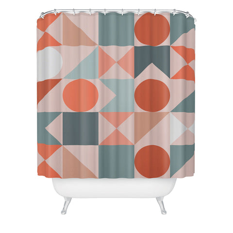 The Old Art Studio Mid Century Modern Geometric 06 Shower Curtain