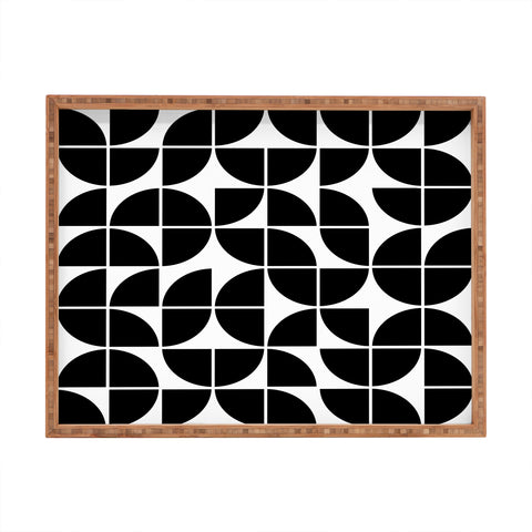 The Old Art Studio Mid Century Modern Geometric 20 Black Rectangular Tray