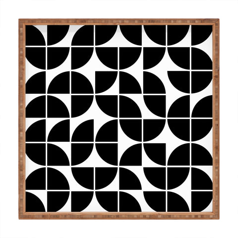 The Old Art Studio Mid Century Modern Geometric 20 Black Square Tray