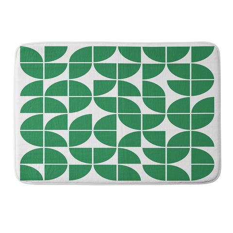 The Old Art Studio Mid Century Modern Geometric 20 Green Memory Foam Bath Mat