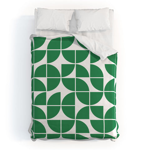 The Old Art Studio Mid Century Modern Geometric 20 Green Duvet Cover