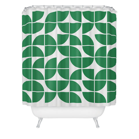 The Old Art Studio Mid Century Modern Geometric 20 Green Shower Curtain