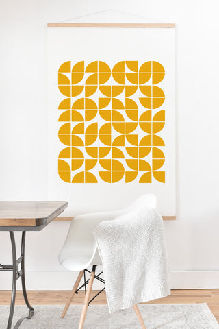 The Old Art Studio Mid Century Modern Geometric 20 Yellow Art Print And Hanger
