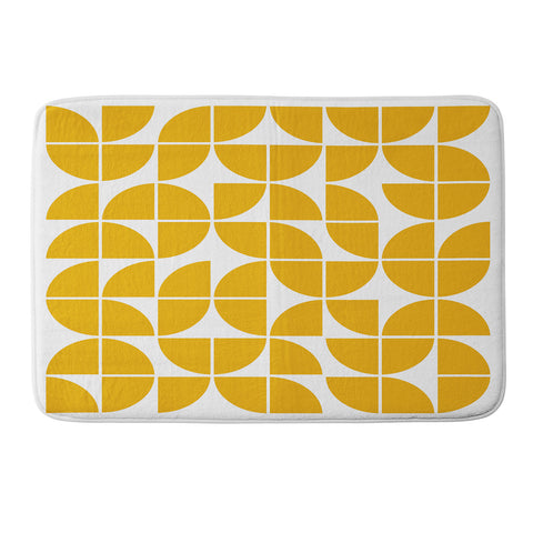 The Old Art Studio Mid Century Modern Geometric 20 Yellow Memory Foam Bath Mat
