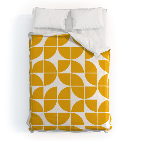 The Old Art Studio Mid Century Modern Geometric 20 Yellow Duvet Cover