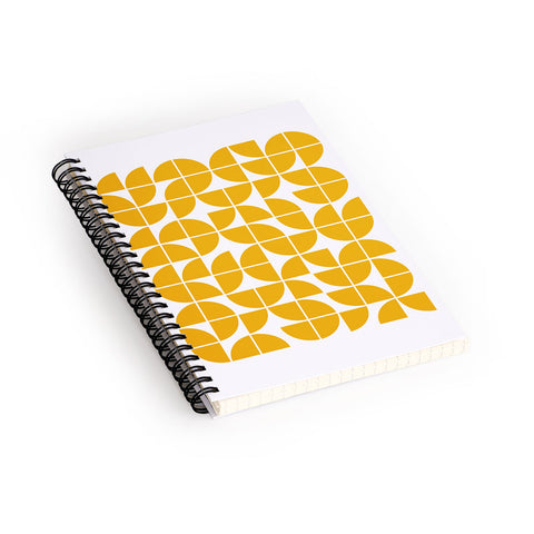 The Old Art Studio Mid Century Modern Geometric 20 Yellow Spiral Notebook