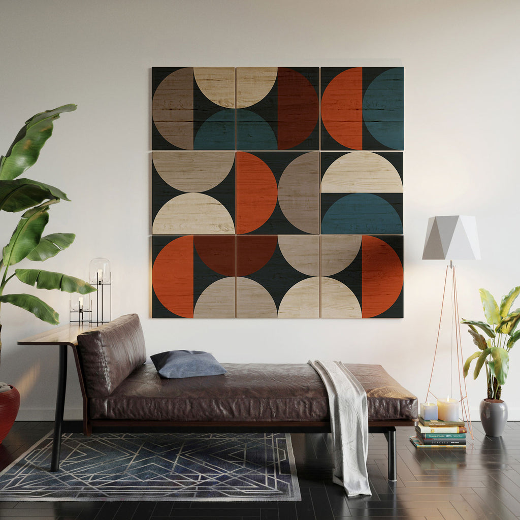 Mid Century Modern Geometric 24 Wood Wall Mural The Old Art Studio