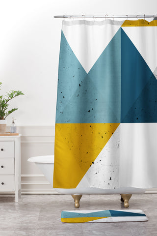 The Old Art Studio Modern Geometric 19 Shower Curtain And Mat