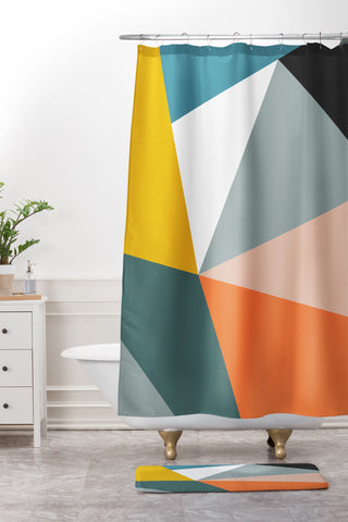 The Old Art Studio Modern Geometric 33 Shower Curtain And Mat