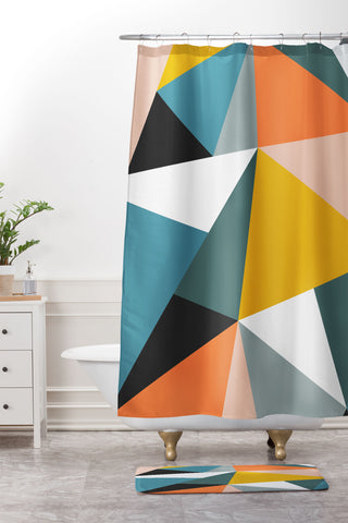 The Old Art Studio Modern Geometric 36 Shower Curtain And Mat