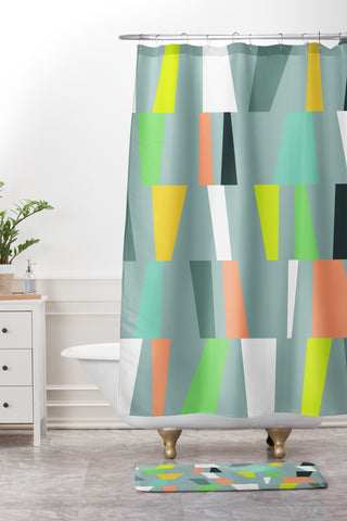 The Old Art Studio Modern Geometric 41 Shower Curtain And Mat