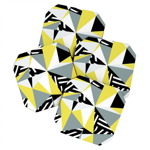 The Old Art Studio Modern Geometric 45 Yellow Coaster Set