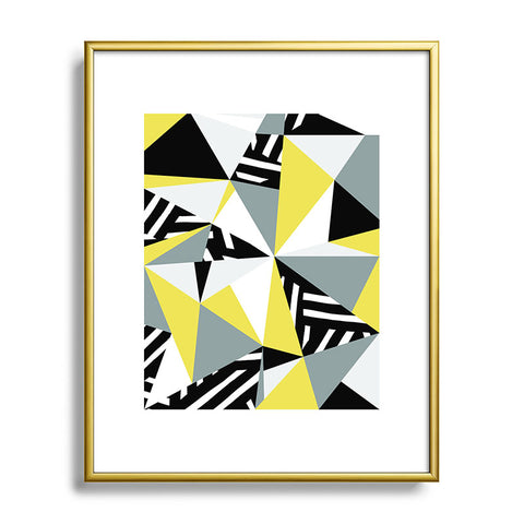The Old Art Studio Modern Geometric 45 Yellow Metal Framed Art Print