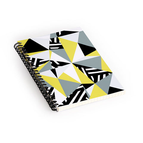The Old Art Studio Modern Geometric 45 Yellow Spiral Notebook