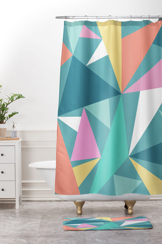 The Old Art Studio Modern Geometric 49 Shower Curtain And Mat