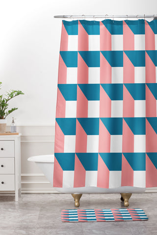 The Old Art Studio Modern Geometric 50 Shower Curtain And Mat